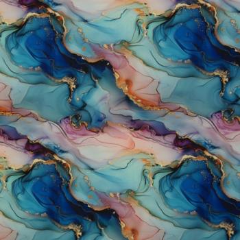 Outdoorstoff Flowing Bloom Marbels in blau/lila Töne by Swafing von Sarah Mariam